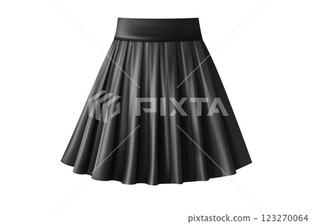 Short black realistic pleated black skirt. Generated AI 123270064