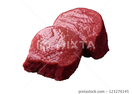 Raw beef eye steak round with salt, spices and herbs Raw beef eye steak round with salt, spices and herbs 123270145