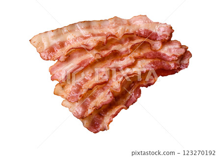 Bacon sliced, grilled with salt and spices Bacon sliced, grilled with salt and spices 123270192