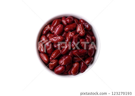 Delicious nutritious canned red beans, with salt and spices 123270193