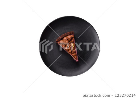 A piece of sweet cheesecake with mascarpone cheese, strawberry flavor A piece of sweet cheesecake with mascarpone cheese, strawberry flavor 123270214