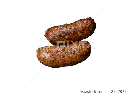 Juicy sausages with salt, spices and herbs Juicy sausages with salt, spices and herbs 123270281