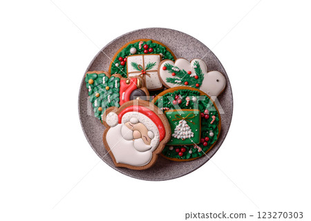 Homemade Christmas gingerbread cookies made as sweets Homemade Christmas gingerbread cookies made as sweets 123270303