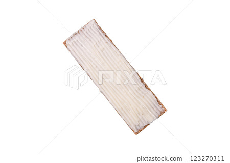 Rectangular whole grain crisp bread with cream cheese 123270311