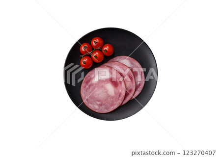 Ham cut into slices with salt and spices 123270407
