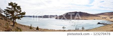 Panorama of Lake Baikal in spring, at the time of melting ice. Panorama of Lake Baikal in spring, at the time of melting ice. 123270478