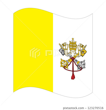Wavy flag of Vatican City State, isolated on a transparent background. Vector illustration 123270516