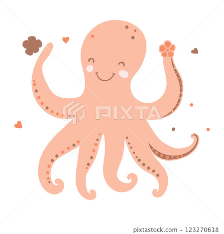 Funny octopus vector illustration. Funny octopus vector illustration. 123270618