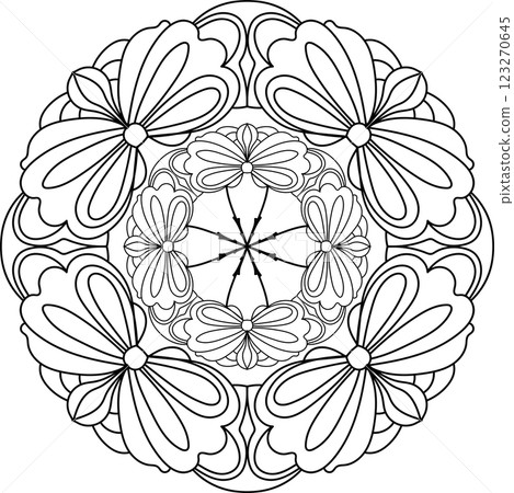 Abstract round mandala pattern. Ornamental arabesque. Vector design element. 123270645