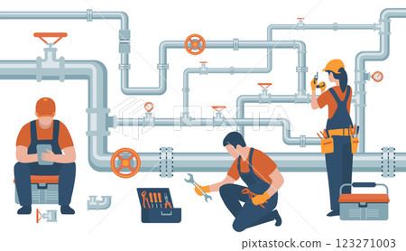 Professional workers service pipelines. Repair and maintenance of utility lines Professional workers service pipelines. Repair and maintenance of utility lines 123271003