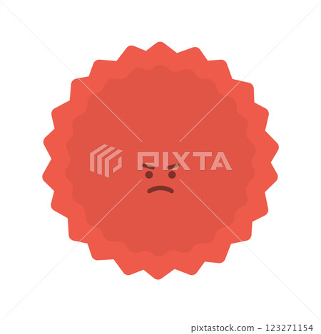 Image material of a virus or bacteria with a red jagged angry face, feelings of irritation and anger, etc. 123271154