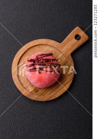 Delicious colorful asian mochi sweets with rice dough shell and fruit filling 123271285