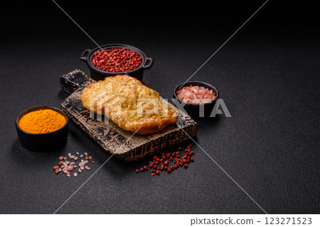 Delicious fried pork or chicken chops breaded with salt and spices Delicious fried pork or chicken chops breaded with salt and spices 123271523