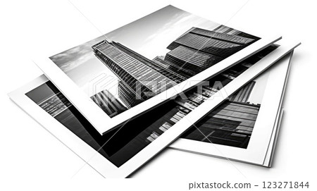 Set of photo collection prints black and white isolated on white. Building skyscraper. 123271844