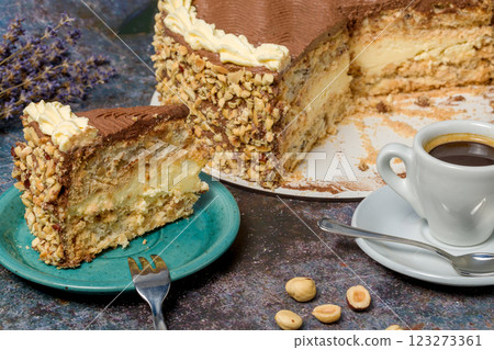 Homemade Kyiv cake. The known ukrainian bakery products . Selective focus. 123273361
