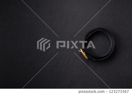 New leather women's belt with an old-style metal buckle New leather women's belt with an old-style metal buckle 123273367