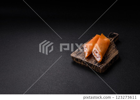 Crepes rolled with cream cheese sweet or sour 123273611