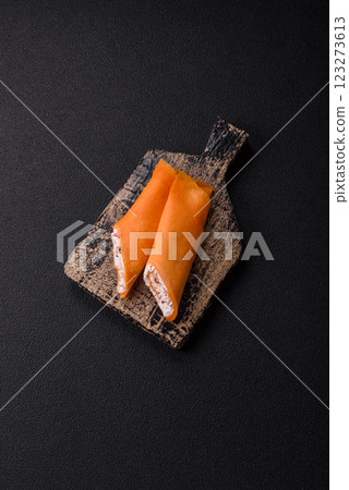 Crepes rolled with cream cheese sweet or sour Crepes rolled with cream cheese sweet or sour 123273613