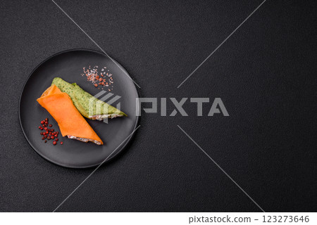 Crepes rolled with cream cheese sweet or sour 123273646