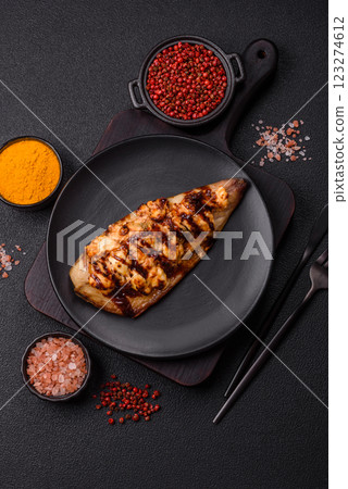 Grilled mackerel fillets with cheese, salt, spices and herbs Grilled mackerel fillets with cheese, salt, spices and herbs 123274612