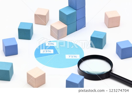 Image of a magnifying glass and a graph Image of a magnifying glass and a graph 123274704