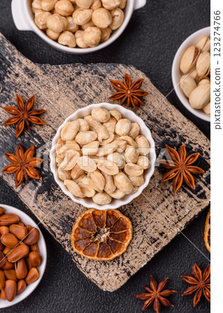 Delicious nutritious peanut in ceramic bowl 123274766