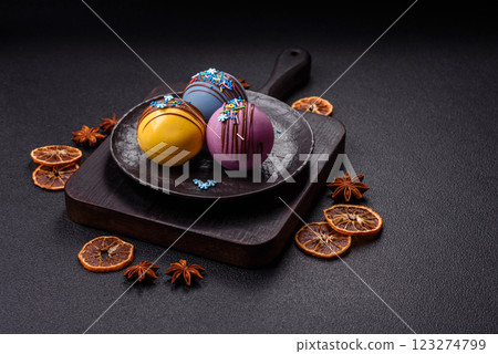 Sweet cocoa bombs with marshmallows and chocolate Sweet cocoa bombs with marshmallows and chocolate 123274799