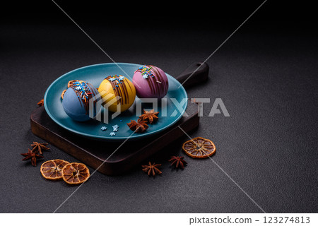 Sweet cocoa bombs with marshmallows and chocolate Sweet cocoa bombs with marshmallows and chocolate 123274813