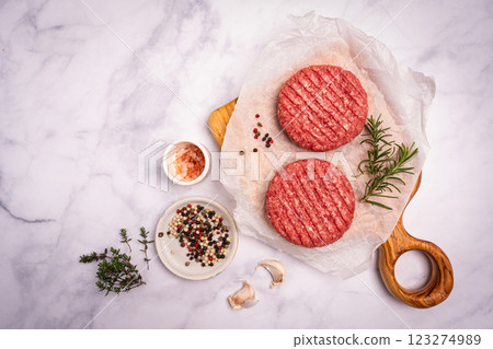 Raw steak burgers Raw steak burgers 123274989