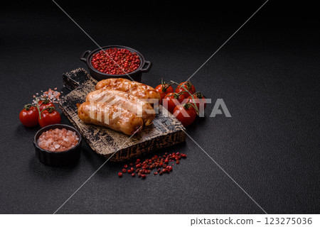 Grilled sausages with spices and herbs Grilled sausages with spices and herbs 123275036