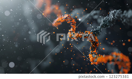 This breathtaking 4K visualization highlights an abstract DNA molecule with dynamic particles, ideal for scientific backgrounds, futuristic concepts, and biotech ventures This breathtaking 4K visualization highlights an abstract DNA molecule with dynamic particles, ideal for scientific backgrounds, futuristic concepts, and biotech ventures 123275381