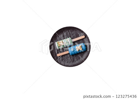 Natural popsicle ice cream on a stick in the style of Christmas Natural popsicle ice cream on a stick in the style of Christmas 123275436