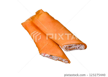 Crepes rolled with cream cheese sweet or sour 123275440
