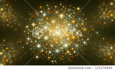夜空中佈滿了閃閃發光的金色星星 123276844