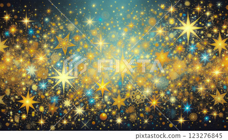 A night sky filled with fantastically shining golden stars 123276845