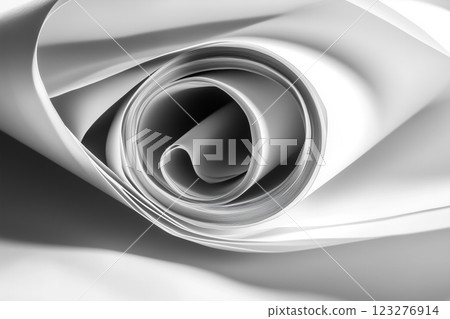 Elegant White Paper Texture with Smooth Curves and Soft Shadows for Creative Projects 123276914