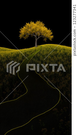 Stunning Phone Wallpaper with Luminous Tree and Serene Pathway on Dark Background Stunning Phone Wallpaper with Luminous Tree and Serene Pathway on Dark Background 123277341