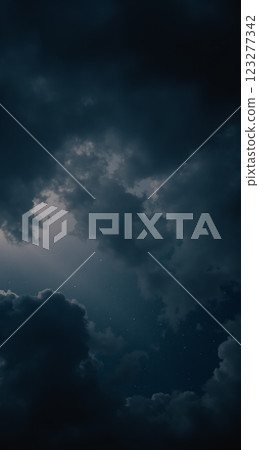 Dark and Mysterious Cloudy Sky Phone Wallpaper with Soft Light and Stars 123277342