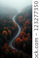 Stunning Aerial View of Winding Road Through Colorful Autumn Forest Wallpaper 123277350