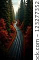 Beautiful Phone Wallpaper of a Winding Road Surrounded by Colorful Autumn Forest 123277352