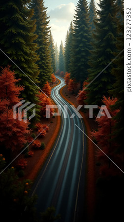 Beautiful Phone Wallpaper of a Winding Road Surrounded by Colorful Autumn Forest Beautiful Phone Wallpaper of a Winding Road Surrounded by Colorful Autumn Forest 123277352