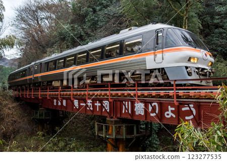 [Miyatoyo Line] Limited express train crossing a mountain bridge 123277535