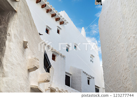 Views of the picturesque white village of Binibeca Vell in Menorca, Balearic Islands 123277744