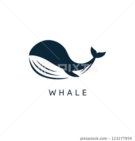 Vector Giant Whale Logo Minimalist Design 123277959