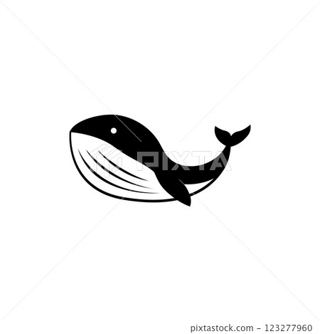 Vector Giant Whale Logo Minimalist Design 123277960