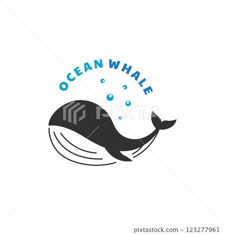 Vector Giant Whale Logo Minimalist Design 123277961