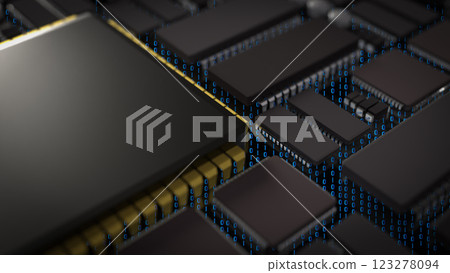 The IC on PCB Board for IT or Technology concept 3d Rendering. 123278094