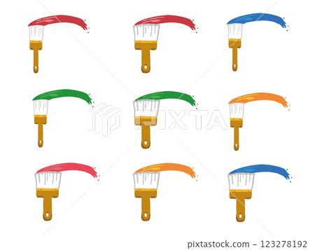 Illustration set of a brush for applying paint in an arch shape Illustration set of a brush for applying paint in an arch shape 123278192