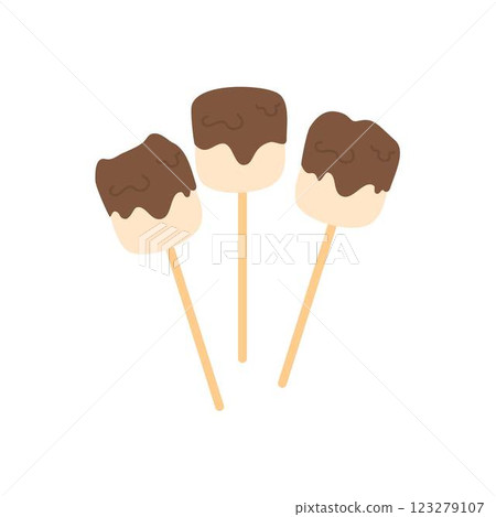 Scattered marshmallows with chocolate dipped Scattered marshmallows with chocolate dipped 123279107