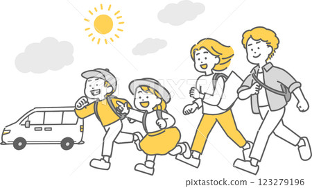 Illustration of a family going on a drive/traveling Illustration of a family going on a drive/traveling 123279196